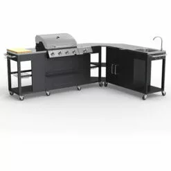 MR TUZZA Barbecue Barbecue Gaz Inox 4 + 1 Brûleurs Rack étagères évier Mustard Fr -France Barbecue Soldes Boutique 43381230 5