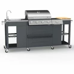 MR TUZZA Barbecue à Gaz En Inox 4 + 1 Brûleurs Avec évier Et étagères Tartara Fr