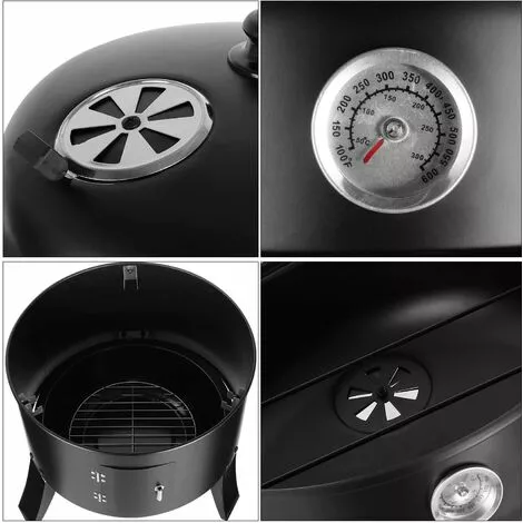 BAMNY Barbecue Fumoir Smoker, 3 En 1 Multifonctions BBQ Grill à Charbon, Thermomètre Inclus, Avec Accroches, 3 Grilles Grande Capacité, Pour Cuisson En Plein Air, Fête, 80X44,5cm, 16 Pouces 5 BAMNY Barbecue Fumoir Smoker, 3 En 1 Multifonctions BBQ Grill à Charbon, Thermomètre Inclus, Avec Accroches, 3 Grilles Grande Capacité, Pour Cuisson En Plein Air, Fête, 80X44,5cm, 16 Pouces – Image 3