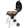 BAMNY Barbecue à Charbon De Bois 22’’ ? 57 Cm BBQ Grill Ronde En émail Noir FUMOIR Smoker Mobile à Roulettes Système D'aération Avec Couvercle Réversible Et Thermomètre Intégré Pour Camping Au Jardin -France Barbecue Soldes Boutique 44194358 1