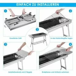 BAMNY Barbecue à Charbon, Barbecue Pliant Portable, BBQ De Table En Acier Inoxydable, Pour Barbecue De Jardin, Extérieur Camping Et Pique Nique, AVCE Poêle à Frire Antiadhésive (pour 5-10 Personnes) -France Barbecue Soldes Boutique 44194372 3