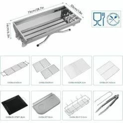 BAMNY Barbecue à Charbon, Barbecue Pliant Portable, BBQ De Table En Acier Inoxydable, Pour Barbecue De Jardin, Extérieur Camping Et Pique Nique, AVCE Poêle à Frire Antiadhésive (pour 5-10 Personnes) -France Barbecue Soldes Boutique 44194372 4