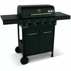 ALICE'S GARDEN Barbecue BONACIEUX Noir Et Inox Au Gaz 4 Brûleurs Avec Rangement 2 Tablettes Rabattables 2 Roues PVC - Noir -France Barbecue Soldes Boutique 44638744 3