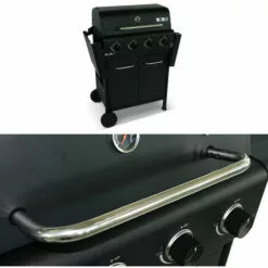 ALICE'S GARDEN Barbecue BONACIEUX Noir Et Inox Au Gaz 4 Brûleurs Avec Rangement 2 Tablettes Rabattables 2 Roues PVC - Noir -France Barbecue Soldes Boutique 44638744 5