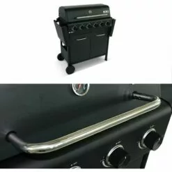 ALICE'S GARDEN Barbecue BONACIEUX Noir Et Inox Au Gaz 6 Brûleurs Avec Rangement 2 Tablettes Rabattables 2 Roues PVC - Noir -France Barbecue Soldes Boutique 44638752 5