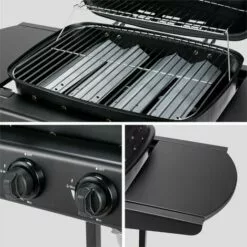ALICE'S GARDEN Barbecue à Gaz 2 Brûleurs - JUSSAC - Avec Thermomètre Et Deux Tablettes Latérales- Noir - Noir -France Barbecue Soldes Boutique 44638941 3