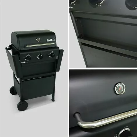 ALICE'S GARDEN Barbecue Gaz 3 Brûleurs. Tablettes Rabattables - Bonacieux - Noir. Avec Rangement - Noir 7 ALICE'S GARDEN Barbecue Gaz 3 Brûleurs. Tablettes Rabattables - Bonacieux - Noir. Avec Rangement - Noir – Image 5
