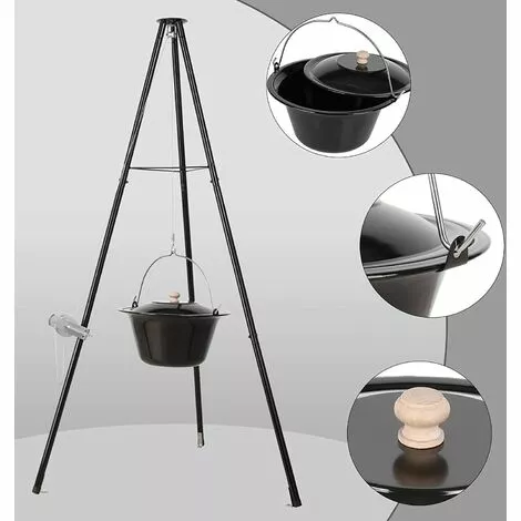 FEMOR Gril Pivotant, Avec Brasero Extérieur Ø60cm Avec Grille Ø52cm, Trépied Télescopique De 1,52 M Et Chaîne Réglable En Hauteur (200 Cm) Pour Cuisinière Suspendue Domestique Ou Camping En Plein Air 4 FEMOR Gril Pivotant, Avec Brasero Extérieur Ø60cm Avec Grille Ø52cm, Trépied Télescopique De 1,52 M Et Chaîne Réglable En Hauteur (200 Cm) Pour Cuisinière Suspendue Domestique Ou Camping En Plein Air – Image 2