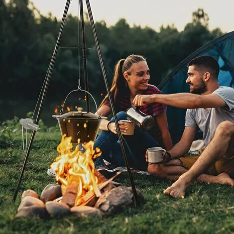 FEMOR Gril Pivotant, Avec Brasero Extérieur Ø60cm Avec Grille Ø52cm, Trépied Télescopique De 1,52 M Et Chaîne Réglable En Hauteur (200 Cm) Pour Cuisinière Suspendue Domestique Ou Camping En Plein Air 6 FEMOR Gril Pivotant, Avec Brasero Extérieur Ø60cm Avec Grille Ø52cm, Trépied Télescopique De 1,52 M Et Chaîne Réglable En Hauteur (200 Cm) Pour Cuisinière Suspendue Domestique Ou Camping En Plein Air – Image 4