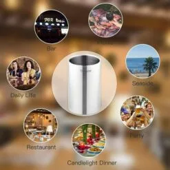 Velaze, Seau à Glace Isotherme, Rafraîchisseur Bouteille Double Paroi En Acier Inoxydable, Seau à Glaçons 1.5 L, Refroideur Pour Champagne, Vin, Boisson -France Barbecue Soldes Boutique 45732996 4