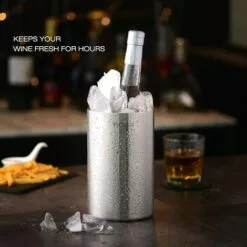 Velaze, Seau à Glace Isotherme, Rafraîchisseur Bouteille Double Paroi En Acier Inoxydable, Seau à Glaçons 1.5 L, Refroideur Pour Champagne, Vin, Boisson -France Barbecue Soldes Boutique 45732996 5