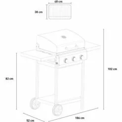 MR TUZZA Barbecue à Gaz En Acier Inoxydable BBQ 3 Brûleurs étagères Pliantes Romesco Fr -France Barbecue Soldes Boutique 47249059 5