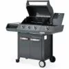 Brasero - Barbecue Emma Gun Metal 3 Feux + 1 Side - FlexiGrill - Jusqu'à 10 Convives - Surface De Cuisson 57 X 41,5 Cm - 2 Tablettes Dont 1 Brûleur Latéral - Housse De Protection - Gris Métallisé -France Barbecue Soldes Boutique 47489801 1