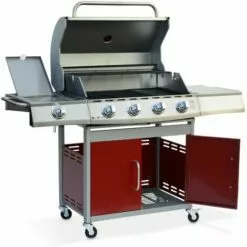 ALICE'S GARDEN Barbecue Gaz Inox 17kW - Richelieu Rouge - Barbecue 5 Brûleurs Dont 1 Feu Latéral. Côté Grill Et Côté Plancha - Rouge 10 ALICE'S GARDEN Barbecue Gaz Inox 17kW - Richelieu Rouge - Barbecue 5 Brûleurs Dont 1 Feu Latéral. Côté Grill Et Côté Plancha - Rouge -France Barbecue Soldes Boutique 47582477 4