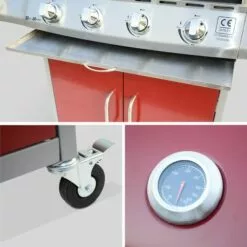 ALICE'S GARDEN Barbecue Gaz Inox 17kW - Richelieu Rouge - Barbecue 5 Brûleurs Dont 1 Feu Latéral. Côté Grill Et Côté Plancha - Rouge 11 ALICE'S GARDEN Barbecue Gaz Inox 17kW - Richelieu Rouge - Barbecue 5 Brûleurs Dont 1 Feu Latéral. Côté Grill Et Côté Plancha - Rouge -France Barbecue Soldes Boutique 47582477 5