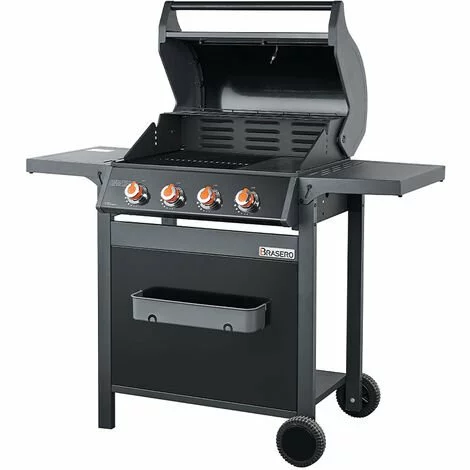 Brasero - Barbecue SPRING II 4 Feux - Surface De Cuisson Mixte - 1/2 Plaque Fonte - 1/2 Grille Fonte - 4 Brûleurs à Gaz - Puissance De 12,6 KW - Jusqu'à 12 Convives - Noir 3 Brasero - Barbecue SPRING II 4 Feux - Surface De Cuisson Mixte - 1/2 Plaque Fonte - 1/2 Grille Fonte - 4 Brûleurs à Gaz - Puissance De 12,6 KW - Jusqu'à 12 Convives - Noir