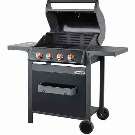 Brasero - Barbecue SPRING II 4 Feux - Surface De Cuisson Mixte - 1/2 Plaque Fonte - 1/2 Grille Fonte - 4 Brûleurs à Gaz - Puissance De 12,6 KW - Jusqu'à 12 Convives - Noir 7 Brasero - Barbecue SPRING II 4 Feux - Surface De Cuisson Mixte - 1/2 Plaque Fonte - 1/2 Grille Fonte - 4 Brûleurs à Gaz - Puissance De 12,6 KW - Jusqu'à 12 Convives - Noir – Image 5