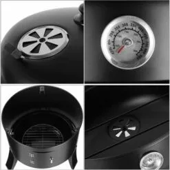 Homfa 3 En 1 Multifonctions BBQ Grill à Charbon，16'' Barbecue Fumoir Smoker , Barbecue à Charbon De Bois Avec Thermomètre Et Accroches, Fumoir, Grille De Poisson, Pour Cuisson En Plein Air, Fête, 78X44cm -France Barbecue Soldes Boutique 48385638 4