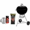 Pack WEBER Barbecue à Charbon Original Kettle E-5710 57cm Noir - Un Sac De Charbon 5kg - Un Kit Cheminée D'allumage 3 En 1