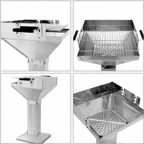 Gizcam Barbecue à Charbon, Barbecue Sur Pied En Acier Inoxydable, Réglable En Hauteur, Avec Cendrier Et Régulateur De Ventilation, 63 * 48 * 91,5cm 6 Gizcam Barbecue à Charbon, Barbecue Sur Pied En Acier Inoxydable, Réglable En Hauteur, Avec Cendrier Et Régulateur De Ventilation, 63 * 48 * 91,5cm – Image 4