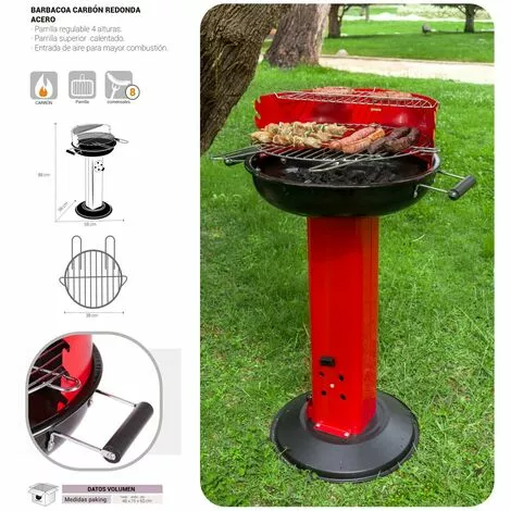 LOLA HOME Barbecue à Charbon Bella Avec Grille En Acier Rouge 88x58x54 Cm 4 LOLA HOME Barbecue à Charbon Bella Avec Grille En Acier Rouge 88x58x54 Cm – Image 2
