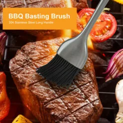LIFCAUSAL Sauce Badigeonner Brosse Barbecue Barbecue Grill Patisserie Brosse Résistant à La Chaleur Cuisson Cuisson Silicone Brosse Poignées En Acier Inoxydable Grand -France Barbecue Soldes Boutique 51373544 4