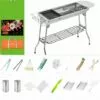 ZHUOXUAN Barbecue à Charbon Pliant Portable, BBQ De Table Avec Double Ailes Pliantes, Pour Barbecue De Jardin, Camping Et Pique Nique, Avec Poêle à Frire Antiadhésive Et Évents Réglables, 70*33.5*73cm