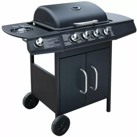 Topdeal Barbecue à Gaz 4 + 1 Zone De Cuisson Noir 5 Topdeal Barbecue à Gaz 4 + 1 Zone De Cuisson Noir – Image 3