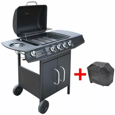 Topdeal Barbecue à Gaz 4 + 1 Zone De Cuisson Noir 6 Topdeal Barbecue à Gaz 4 + 1 Zone De Cuisson Noir – Image 4