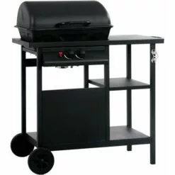 Topdeal Barbecue à Gaz Avec Table Latérale à 3 Niveaux Noir