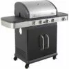 Barbecue Gaz 2 En 1 Fidgi - Grill Et Plancha - 4 Brûleurs - Thermomètre Capot - Puissance 14,5 Kw - Noir/Inox - Cook'In Garden