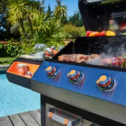 Brasero - Barbecue Emma Inox Brasero 3 Feux + 1 Side - FlexiGrill - Jusqu'à 10 Convives - Surface De Cuisson 57 X 41,5 Cm - 2 Tablettes Dont 1 Brûleur Latéral - Housse De Protection - 11,95 KW - Gris -France Barbecue Soldes Boutique 53114761 5