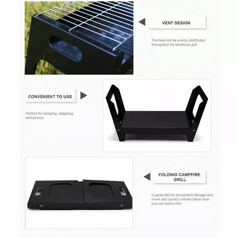 LIFCAUSAL Barbecue De Camping Pliable Pour Feu De Camp Mini Portable Avec Filet De Barbecue Poêle à Bois Extérieur Barbecue De Camping à Charbon De Bois Pour Cuisson à Flamme Nue Pique-nique Barbecue à La Maison Pour 4 à 6 Personnes 7 LIFCAUSAL Barbecue De Camping Pliable Pour Feu De Camp Mini Portable Avec Filet De Barbecue Poêle à Bois Extérieur Barbecue De Camping à Charbon De Bois Pour Cuisson à Flamme Nue Pique-nique Barbecue à La Maison Pour 4 à 6 Personnes – Image 5