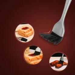 LIFCAUSAL Barbecue Grill Patisserie Brosse Sauce Badigeonner Brosse Barbecue Résistant à La Chaleur Cuisson Cuisson Silicone Longue Brosse Poignées En Acier Inoxydable -France Barbecue Soldes Boutique 53643040 3