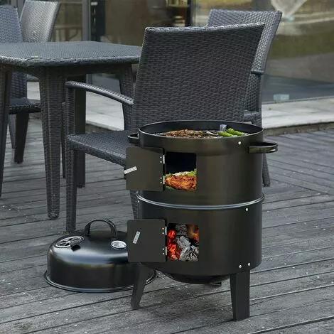 WOLTU Conception 3 En 1 Barbecue Au Charbon De Bois. BBQ Grill Fumé 40x84cm. Grill Barbecue Pour Jardin Camping.Noir 4 WOLTU Conception 3 En 1 Barbecue Au Charbon De Bois. BBQ Grill Fumé 40x84cm. Grill Barbecue Pour Jardin Camping.Noir – Image 2
