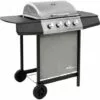Hommoo Barbecue Gril A Gaz Avec 4 Brûleurs Noir Et Argente -France Barbecue Soldes Boutique 54149378 1