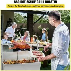 M-E Grill Rotatif Barbecue Charbon électrique Bbq Rôtissoire Acier Inox - 60 Kg, 25 W, Pour Un Usage Commercial & Domestique, Réglable En Hauteur -France Barbecue Soldes Boutique 54654926 3