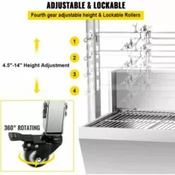 M-E Grill Rotatif Barbecue Charbon électrique Bbq Rôtissoire Acier Inox - 60 Kg, 25 W, Pour Un Usage Commercial & Domestique, Réglable En Hauteur -France Barbecue Soldes Boutique 54654926 4