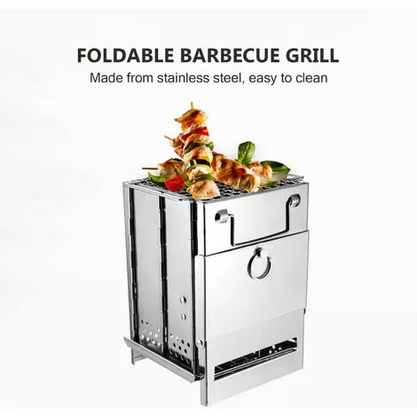 ASUPERMALL Réchaud à Bois En Acier Inoxydable Mini Barbecue Léger Et Pliable Pour Le Camping, Le Jardin, L'extérieur Et Le Pique-nique ,15*15*21CM 4 ASUPERMALL Réchaud à Bois En Acier Inoxydable Mini Barbecue Léger Et Pliable Pour Le Camping, Le Jardin, L'extérieur Et Le Pique-nique ,15*15*21CM – Image 2