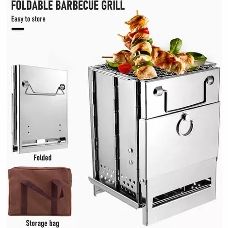 ASUPERMALL Réchaud à Bois En Acier Inoxydable Mini Barbecue Léger Et Pliable Pour Le Camping, Le Jardin, L'extérieur Et Le Pique-nique ,15*15*21CM 7 ASUPERMALL Réchaud à Bois En Acier Inoxydable Mini Barbecue Léger Et Pliable Pour Le Camping, Le Jardin, L'extérieur Et Le Pique-nique ,15*15*21CM – Image 5