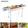 Barbecue à Charbon Portable - BIGZZIA - BBQ De Table Pliant Avec Double Ailes Et Poêle à Frire - Pour Camping 120 X 67 X 31 Cm -France Barbecue Soldes Boutique 55291584 1