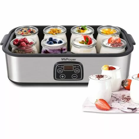 Gizcam Yaourtière Électrique Avec Écran LCD, Avec Minuterie Jusqu'à 48 Heures, Récipient En Verre 8X180ml, Machine à Yaourt à Affichage LED, Arrêt Automatique, Acier Inoxydable, 30W 5 Gizcam Yaourtière Électrique Avec Écran LCD, Avec Minuterie Jusqu'à 48 Heures, Récipient En Verre 8X180ml, Machine à Yaourt à Affichage LED, Arrêt Automatique, Acier Inoxydable, 30W – Image 3