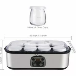 Gizcam Yaourtière Électrique Avec Écran LCD, Avec Minuterie Jusqu'à 48 Heures, Récipient En Verre 8X180ml, Machine à Yaourt à Affichage LED, Arrêt Automatique, Acier Inoxydable, 30W 11 Gizcam Yaourtière Électrique Avec Écran LCD, Avec Minuterie Jusqu'à 48 Heures, Récipient En Verre 8X180ml, Machine à Yaourt à Affichage LED, Arrêt Automatique, Acier Inoxydable, 30W -France Barbecue Soldes Boutique 55298927 5