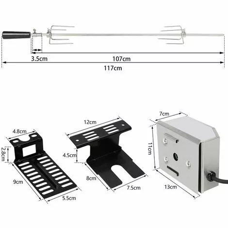 VINGO Barbecue à Brochettes Avec Moteur Pour Poulet Agneau,117cm, Bœuf Ou Rôti Roulé, Avec Broche Réglable En Hauteur Pour Jusqu'à 18 Kg - Argent 4 VINGO Barbecue à Brochettes Avec Moteur Pour Poulet Agneau,117cm, Bœuf Ou Rôti Roulé, Avec Broche Réglable En Hauteur Pour Jusqu'à 18 Kg - Argent – Image 2