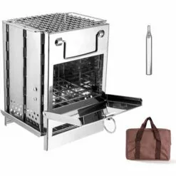 ASUPERMALL Kit De Soufflerie Pour Réchaud à Bois Pliable Mini BBQ Grill Avec Sac De Transport Pour La Randonnée, Le Camping Et La Cuisine