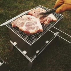 SUPERSELLER Pliable Camping Poêle Barbecue Grill En Acier Inoxydable BBQ Poêle À Bois Poêle En Plein Air Randonnée Pique-Nique Grill - L-Base -France Barbecue Soldes Boutique 56091390 2