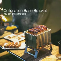 SUPERSELLER Pliable Camping Poêle Barbecue Grill En Acier Inoxydable BBQ Poêle À Bois Poêle En Plein Air Randonnée Pique-Nique Grill - L-Base -France Barbecue Soldes Boutique 56091390 4