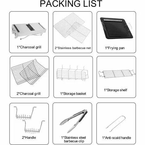 BAMNY Barbecue à Charbon Portable, Barbecue Pliable Pour 5 à 10 Personnes, Avec Poêle Antiadhésive, En Acier Inoxydable, Grill Charbon De Bois Pour Camping Et Pique Nique, 122 X 30 X 73 Cm 5 BAMNY Barbecue à Charbon Portable, Barbecue Pliable Pour 5 à 10 Personnes, Avec Poêle Antiadhésive, En Acier Inoxydable, Grill Charbon De Bois Pour Camping Et Pique Nique, 122 X 30 X 73 Cm – Image 3