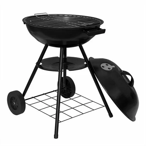 HELLOSHOP26 Barbecue à Charbon De Bois Avec Roues Pour Camping De Jardin, Noir - Bois 5 HELLOSHOP26 Barbecue à Charbon De Bois Avec Roues Pour Camping De Jardin, Noir - Bois – Image 3
