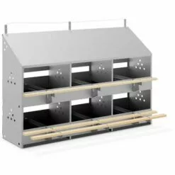 WIESENFIELD Pondoir À Poules Professionnel Avec Tapis De Ponte 12 Compartiments Galvanisé - Argent